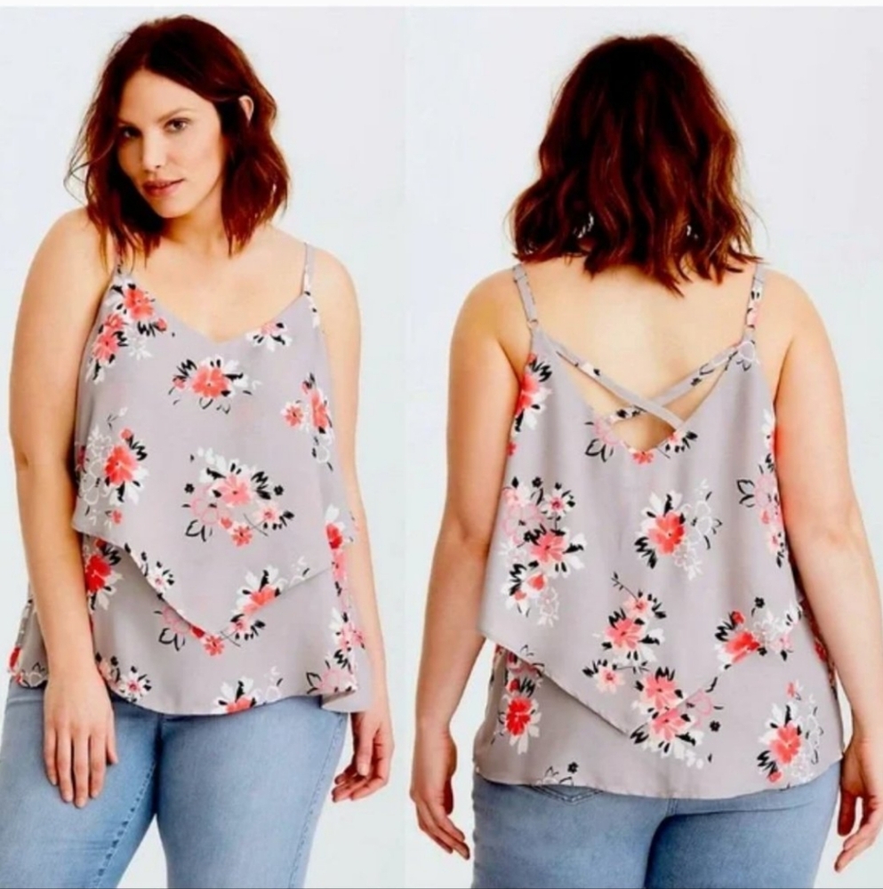 Torrid Gray Floral Tank Size 3